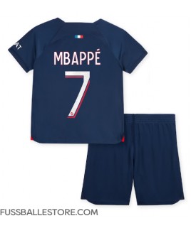 Günstige Paris Saint-Germain Kylian Mbappe #7 Heimtrikotsatz Kinder 2023-24 Kurzarm (+ Kurze Hosen)